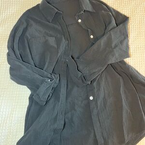 SOLD Women's light weight Black Casual button down